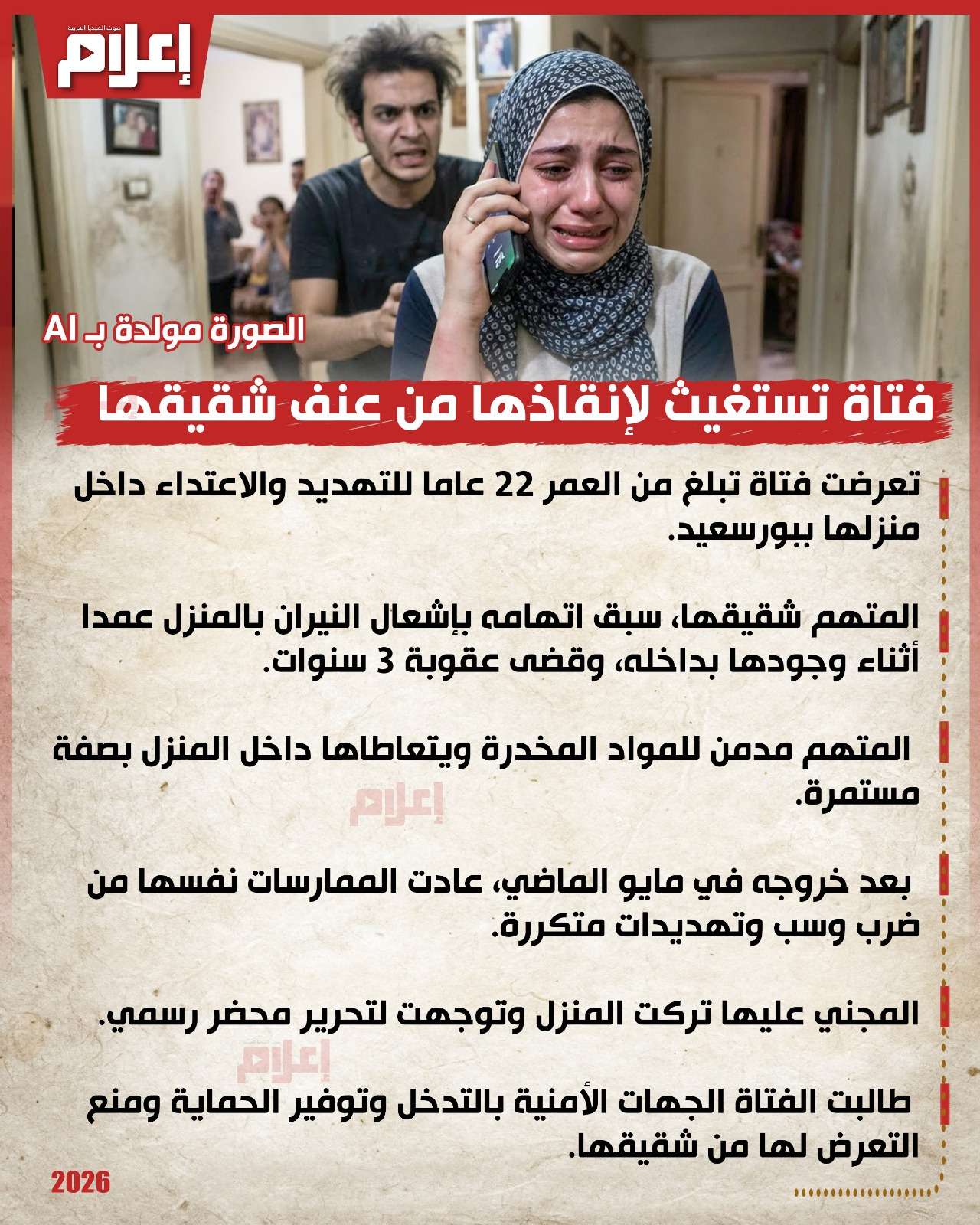 الفتاة المعتدى عليها من شقيقها