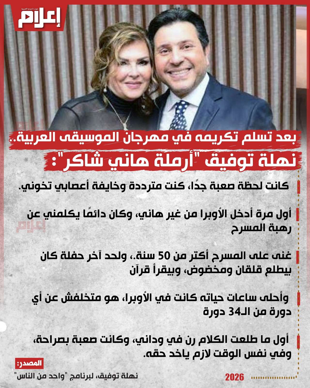 أرملة هاني شاكر تكشف تفاصيل الأيام الأخيرة في حياته